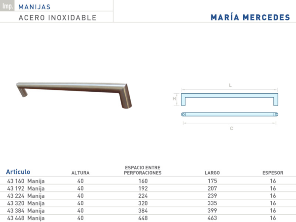 Manija Maria Mercedes - Acero inoxidable - Imagen 2