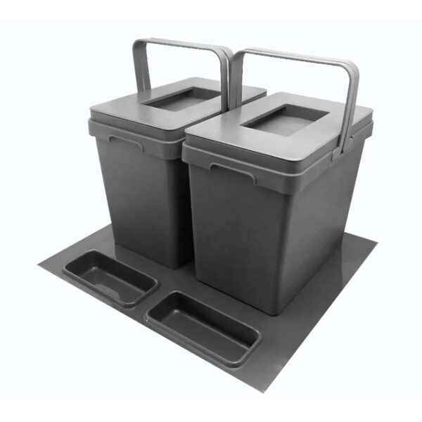 Porta residuos plastico doble + base. Uhihopper