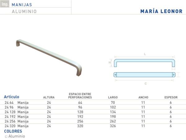 Manija Maria Leonor Aluminio - Imagen 2