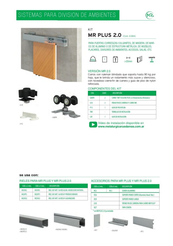 Kit MR Plus 2.0 (1 Puerta) * No incluye riel, leer descripción * - Imagen 2