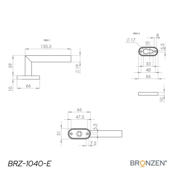 Manija DB recta acero inoxidable - BRONZEN - Imagen 2