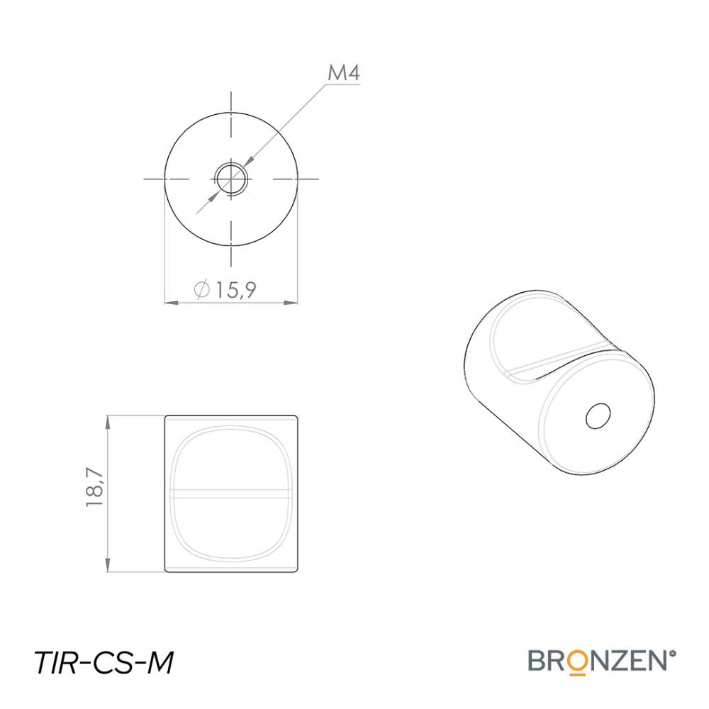 Tirador cilindrico cromo mate 10x22mm BRZ - Imagen 2