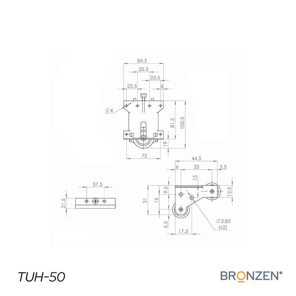 Set 4 ruedas y 4 patines placard BRONZEN - Imagen 3